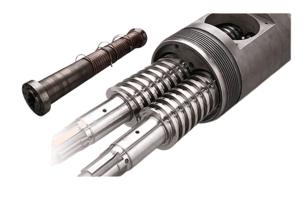 Conical twin screw barrel